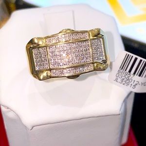 10k real gold real diamond men statement ring not CZ not plated FREE APPRAISAL